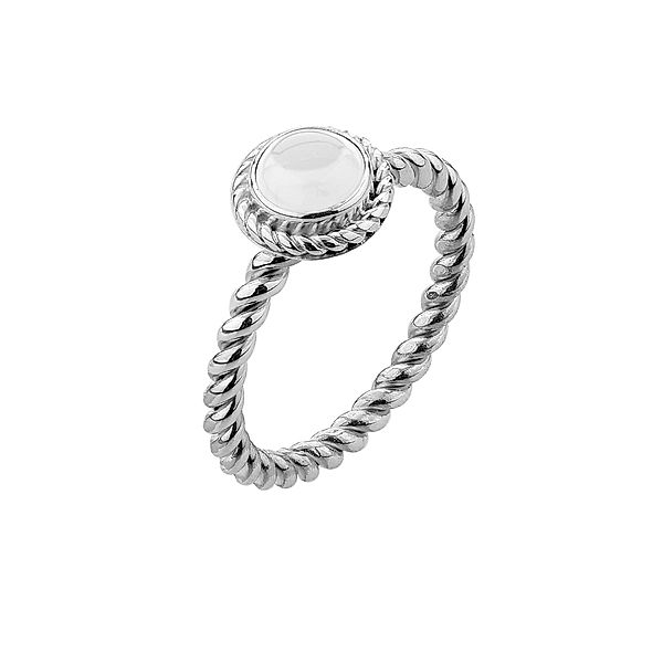 Nenalina Ring Bergkristall Geburtsstein April Boho 925 Silber (Farbe: Weiß, Größe: 54 mm)