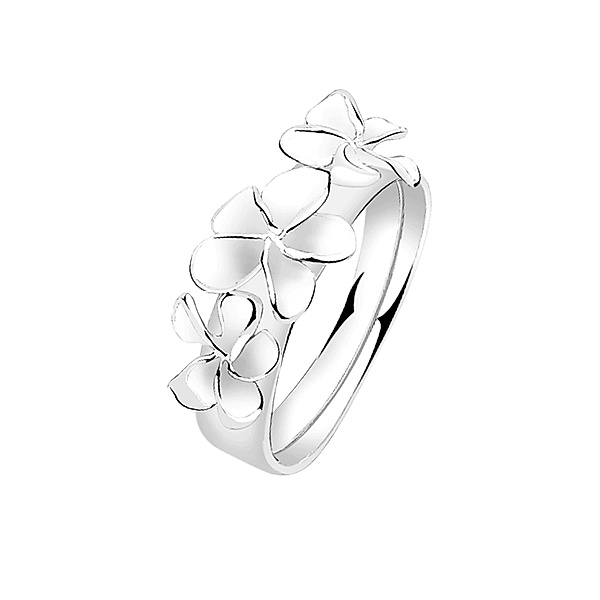 Nenalina Ring Damenring Blume Floral Statement 925 Silber (Farbe: Silber, Größe: 58 mm)