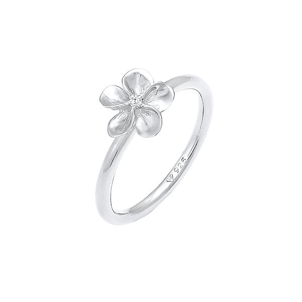 Nenalina Ring Frangipani Blüte Blume Zirkonia 925 Silber (Farbe: Silber, Größe: 56 mm)