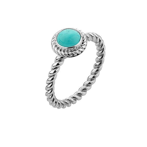 Nenalina Ring Howlith Geburtsstein Dezember Boho 925 Silber (Farbe: Türkis, Größe: 52 mm)