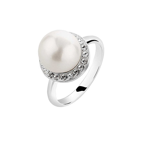 Nenalina Ring Muschelkern-Perle Kristalle 925 Silber (Farbe: Silber, Größe: 56 mm)