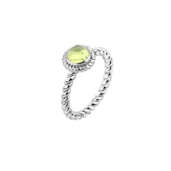 Nenalina Ring Peridot Geburtsstein August Boho Oxid 925 Silber (Farbe: Gelb, Größe: 52 mm)