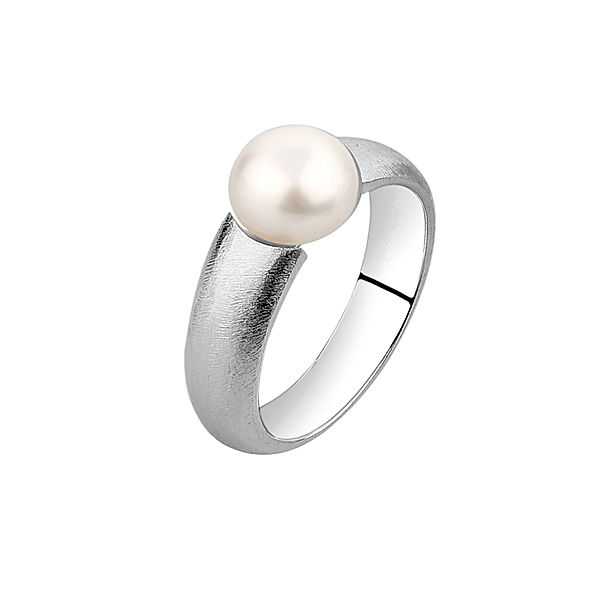 Nenalina Ring Silberring Süßwasserzuchtperle Klassik 925 Silber (Farbe: Silber, Größe: 56 mm)