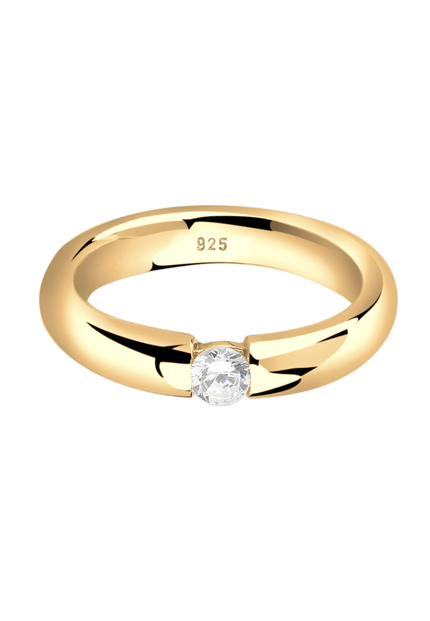Nenalina Ring Solitär Zirkonia Kristall Verlobung 925 Silber Farbe: Gold,  Größe: 58 mm | Weltbild.de
