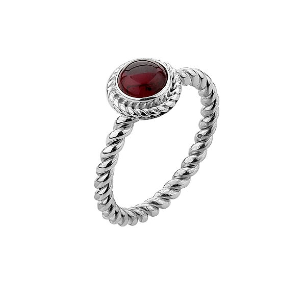 Nenalina Ring Twisted Granat Edelstein Basic 925 Sterling Silber (Farbe: Dunkelrot, Größe: 58 mm)