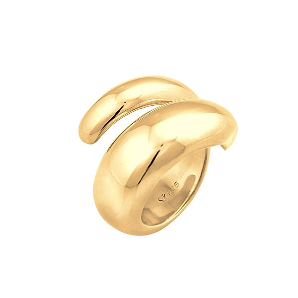 Nenalina Ring Wickelring Glänzend Modern Statement 925 Silber (Farbe: Gold, Größe: 60 mm)