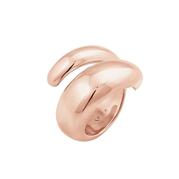 Nenalina Ring Wickelring Glänzend Modern Statement 925 Silber (Farbe: Rosegold, Größe: 56 mm)