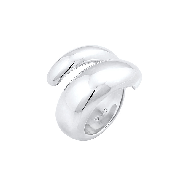 Nenalina Ring Wickelring Glänzend Modern Statement 925 Silber (Farbe: Silber, Größe: 54 mm)