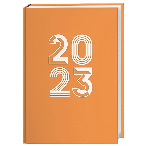 Neon Orange Kalenderbuch A5 2023. Taschenplaner in Neonorange - ein praktischer Blickfang! Cheftimer 2023 mit viel Raum