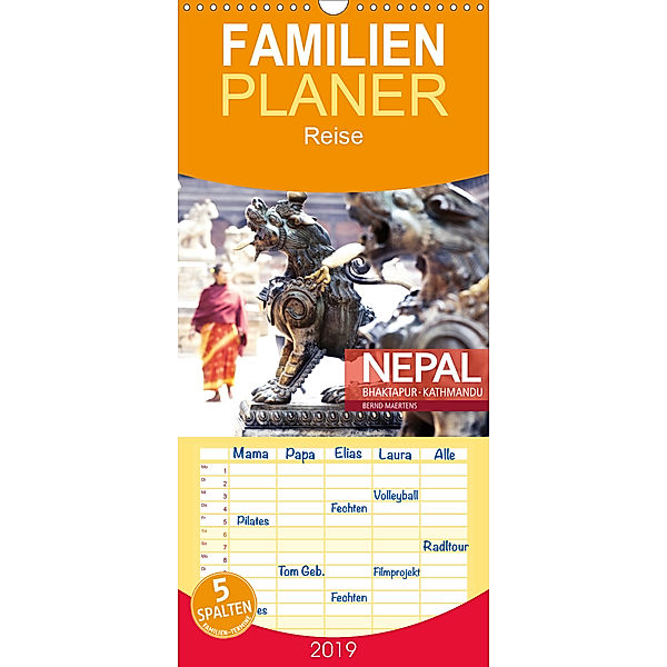 NEPAL Bhaktapur Kathmandu - Familienplaner hoch (Wandkalender 2019 , 21 cm x 45 cm, hoch), Bernd Maertens