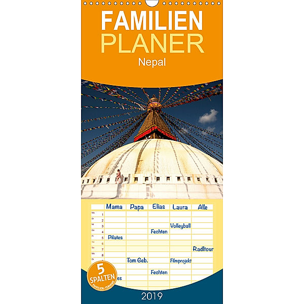 Nepal - Familienplaner hoch (Wandkalender 2019 , 21 cm x 45 cm, hoch), Peter Schickert