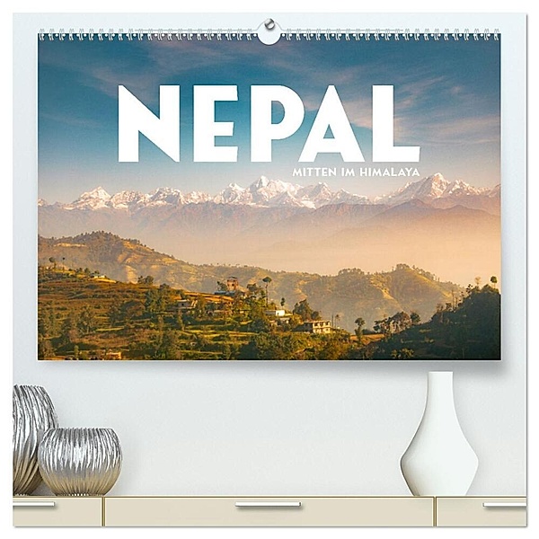 Nepal - Mitten im Himalaya (hochwertiger Premium Wandkalender 2024 DIN A2 quer), Kunstdruck in Hochglanz, Happy Monkey