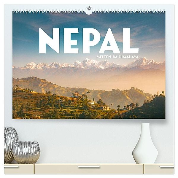 Nepal - Mitten im Himalaya (hochwertiger Premium Wandkalender 2024 DIN A2 quer), Kunstdruck in Hochglanz, Happy Monkey