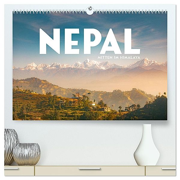 Nepal - Mitten im Himalaya (hochwertiger Premium Wandkalender 2025 DIN A2 quer), Kunstdruck in Hochglanz, Calvendo, Happy Monkey