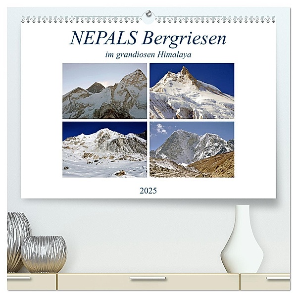 NEPALS Bergriesen im grandiosen Himalaya (hochwertiger Premium Wandkalender 2025 DIN A2 quer), Kunstdruck in Hochglanz, Calvendo, Ulrich Senff