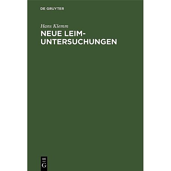 Neue Leim-Untersuchungen / Jahrbuch des Dokumentationsarchivs des österreichischen Widerstandes, Hans Klemm
