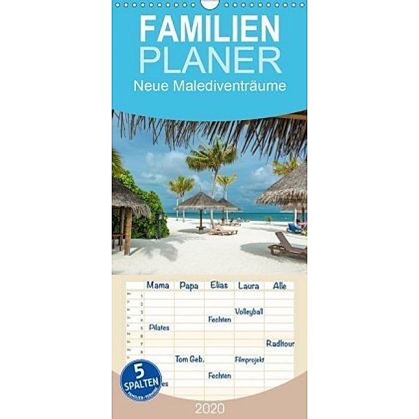 Neue Malediventräume - Familienplaner hoch (Wandkalender 2020 , 21 cm x 45 cm, hoch), Dietmar Blome