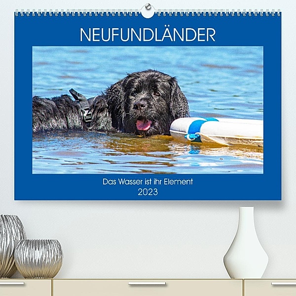 Neufundländer - Das Wasser ist ihr Element (Premium, hochwertiger DIN A2 Wandkalender 2023, Kunstdruck in Hochglanz), Sigrid Starick
