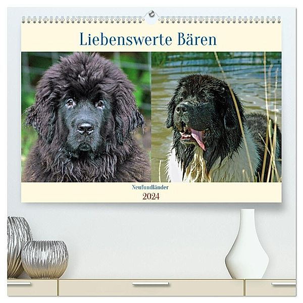 Neufundländer - Liebenswerte Bären (hochwertiger Premium Wandkalender 2024 DIN A2 quer), Kunstdruck in Hochglanz, Claudia Kleemann