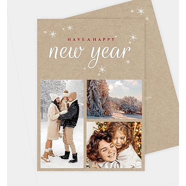 Neujahrskarte Crafty and Snowflakes, Postkarte hoch (120 x 170mm)