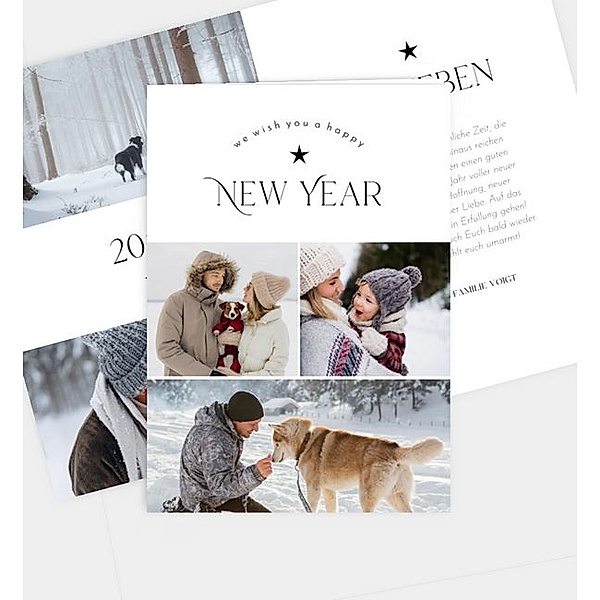 Neujahrskarte Festive Greetings, Klappkarte hoch (105 x 148mm)