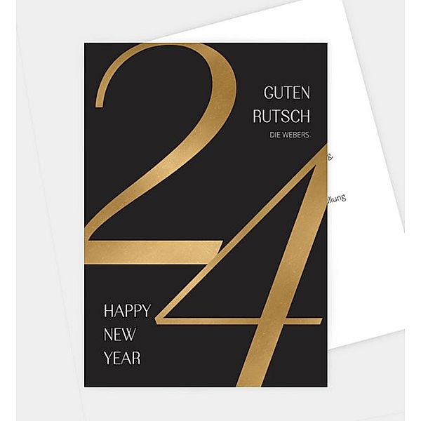 Neujahrskarte Golden Number, Postkarte hoch (120 x 170mm)