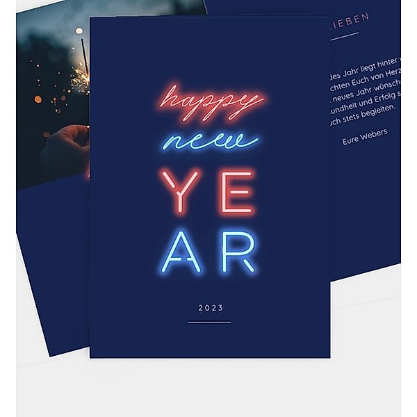 Neujahrskarte Hurray, Klappkarte hoch (120 x 170mm)