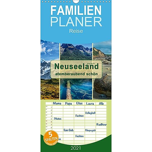 Neuseeland - atemberaubend schön - Familienplaner hoch (Wandkalender 2021 , 21 cm x 45 cm, hoch), Peter Roder