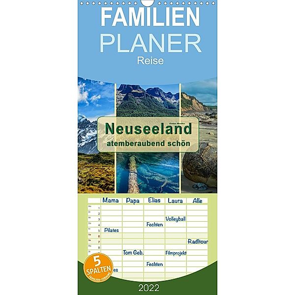 Neuseeland - atemberaubend schön - Familienplaner hoch (Wandkalender 2022 , 21 cm x 45 cm, hoch), Peter Roder