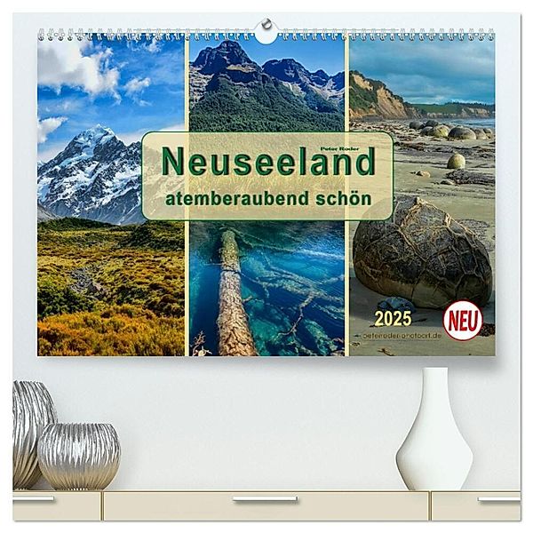 Neuseeland - atemberaubend schön (hochwertiger Premium Wandkalender 2025 DIN A2 quer), Kunstdruck in Hochglanz, Calvendo, Peter Roder
