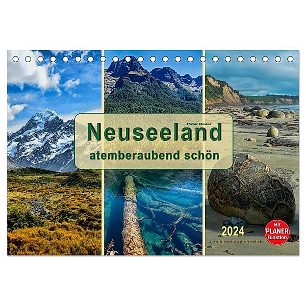 Neuseeland - atemberaubend schön (Tischkalender 2024 DIN A5 quer), CALVENDO Monatskalender, Peter Roder