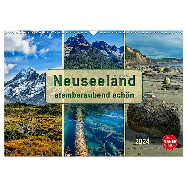 Neuseeland - atemberaubend schön (Wandkalender 2024 DIN A3 quer), CALVENDO Monatskalender, Peter Roder