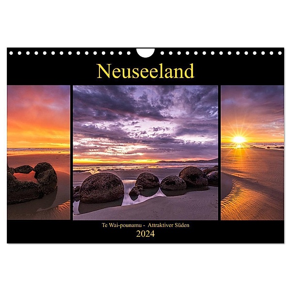 Neuseeland - Attraktiver Süden (Wandkalender 2024 DIN A4 quer), CALVENDO Monatskalender, Thomas Klinder