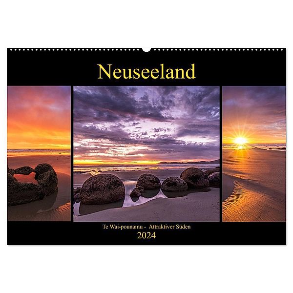 Neuseeland - Attraktiver Süden (Wandkalender 2024 DIN A2 quer), CALVENDO Monatskalender, Thomas Klinder