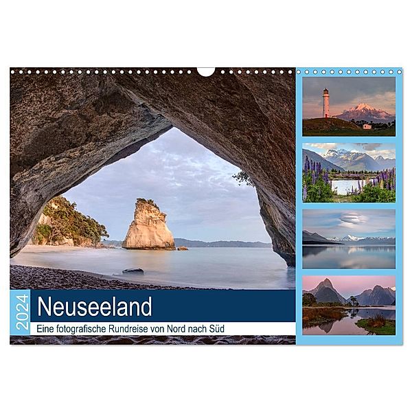 Neuseeland - Eine fotografische Rundreise von Nord nach Süd (Wandkalender 2024 DIN A3 quer), CALVENDO Monatskalender, Joana Kruse