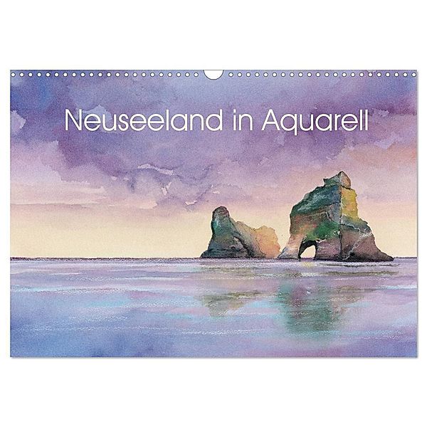 Neuseeland in Aquarell (Wandkalender 2024 DIN A3 quer), CALVENDO Monatskalender, Jitka Krause