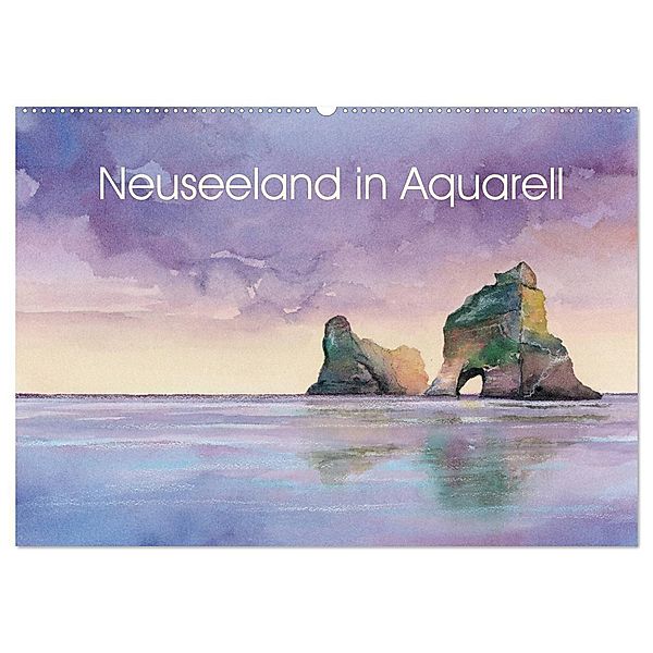 Neuseeland in Aquarell (Wandkalender 2025 DIN A2 quer), CALVENDO Monatskalender, Calvendo, Jitka Krause