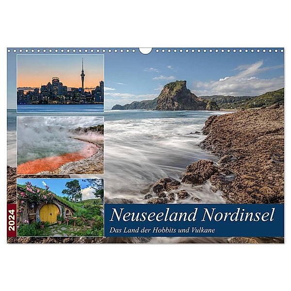 Neuseeland Nordinsel - Das Land der Hobbits und Vulkane (Wandkalender 2024 DIN A3 quer), CALVENDO Monatskalender, Joana Kruse