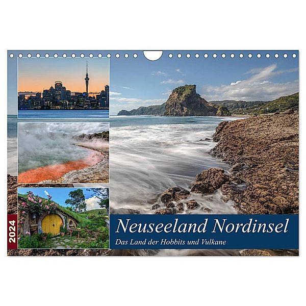 Neuseeland Nordinsel - Das Land der Hobbits und Vulkane (Wandkalender 2024 DIN A4 quer), CALVENDO Monatskalender, Joana Kruse