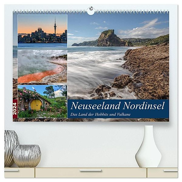 Neuseeland Nordinsel - Das Land der Hobbits und Vulkane (hochwertiger Premium Wandkalender 2024 DIN A2 quer), Kunstdruck in Hochglanz, Joana Kruse