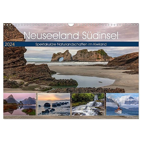 Neuseeland Südinsel - Spektakuläre Naturlandschaften im Kiwiland (Wandkalender 2024 DIN A3 quer), CALVENDO Monatskalender, Joana Kruse