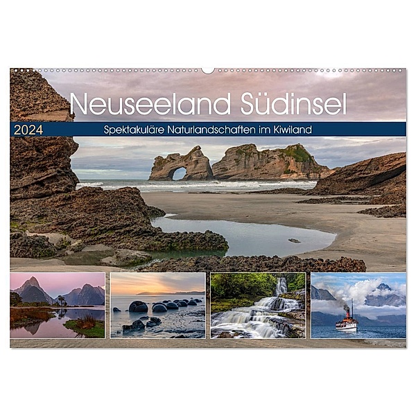 Neuseeland Südinsel - Spektakuläre Naturlandschaften im Kiwiland (Wandkalender 2024 DIN A2 quer), CALVENDO Monatskalender, Joana Kruse
