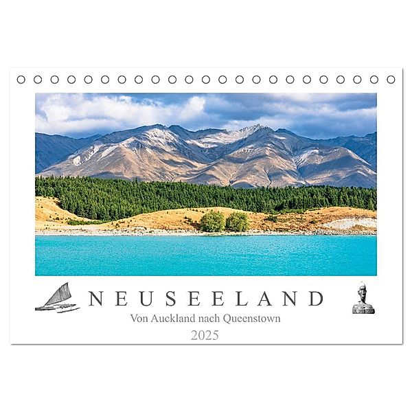 Neuseeland - Von Auckland nach Queenstown (Tischkalender 2025 DIN A5 quer), CALVENDO Monatskalender, Calvendo, Dieter Meyer