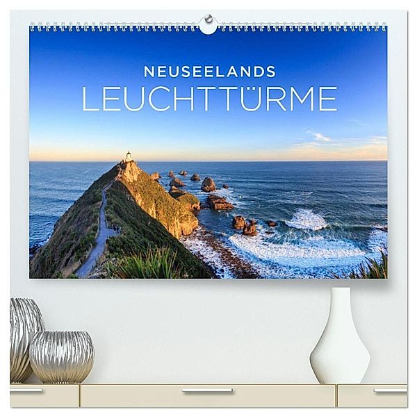 Neuseelands Leuchttürme (hochwertiger Premium Wandkalender 2025 DIN A2 quer), Kunstdruck in Hochglanz, Calvendo, Christian Franz Schmidt und Sylvia Nafe