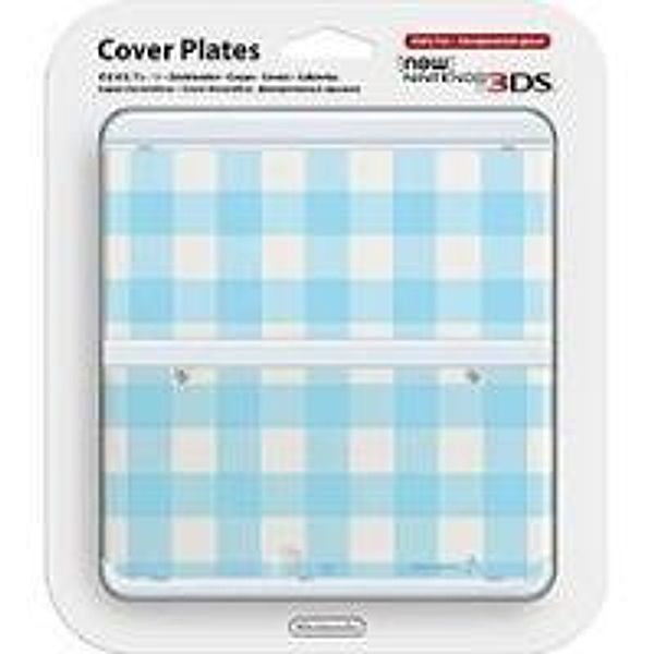 New 3DS Coverplate Blau-Weiß Kariert