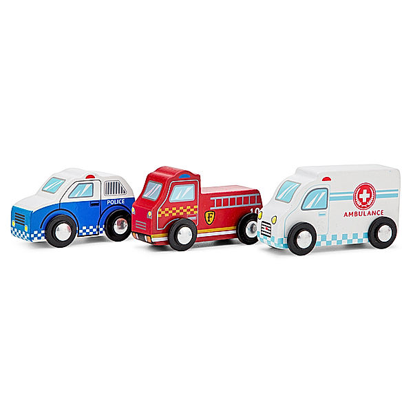 New Classic Toys New Classic Toys Einsatzfahrzeuge aus Holz, 3er-Set