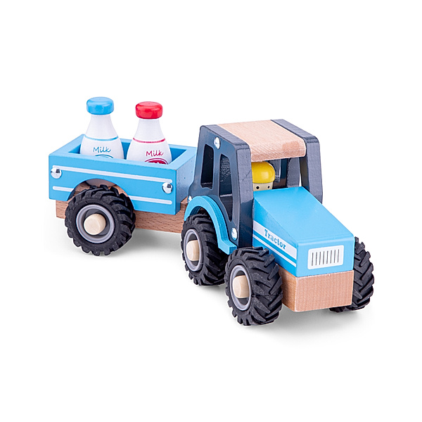 New Classic Toys New Classic Toys Holz-Traktor Milchtransport, 4-teilig
