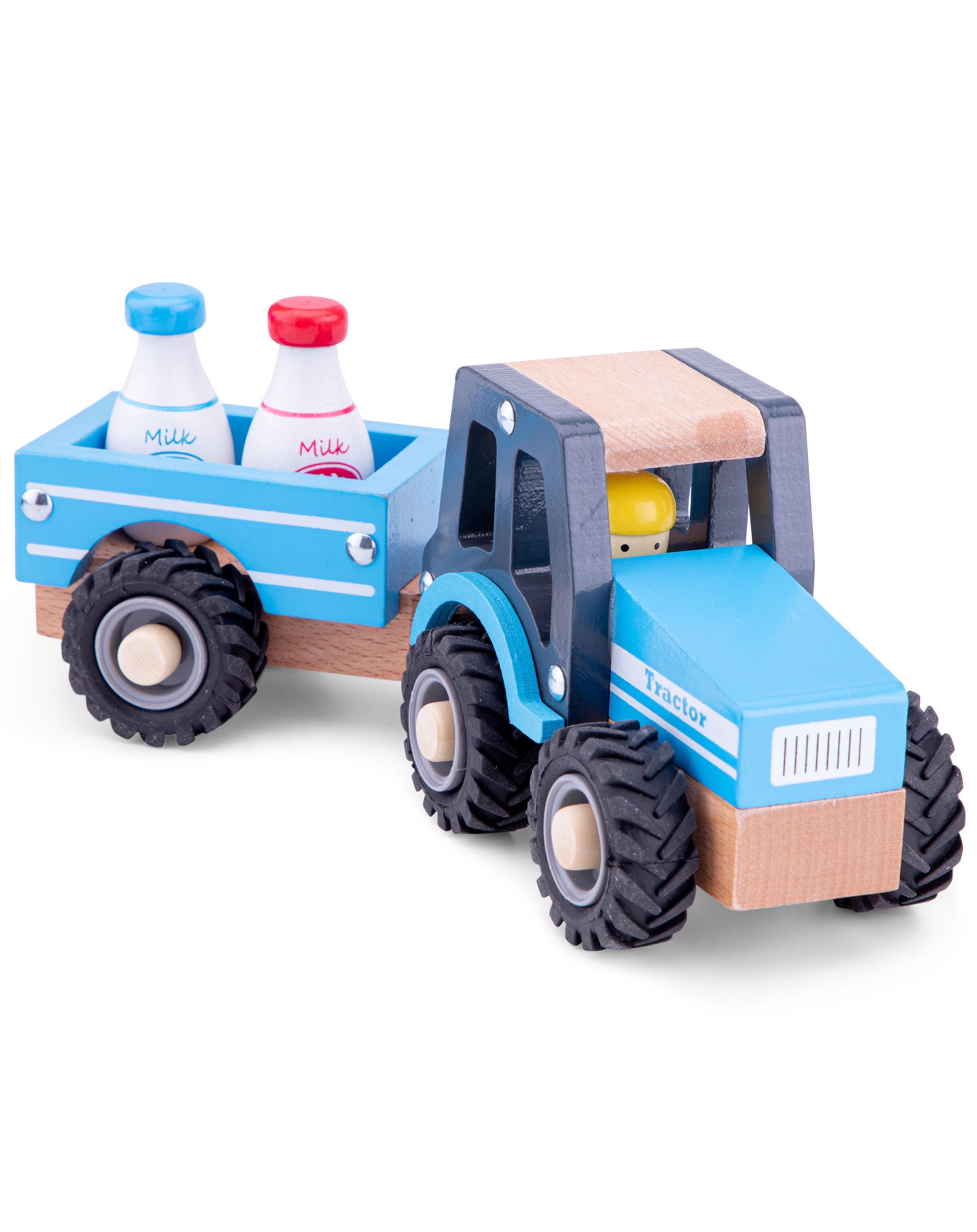 New Classic Toys Holz-Traktor Milchtransport, 4-teilig | Weltbild.de