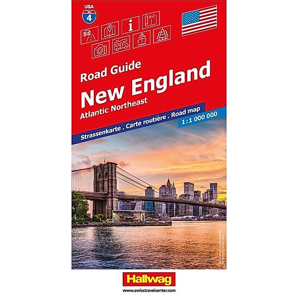 New England Strassenkarte 1:1 Mio., Road Guide Nr. 4