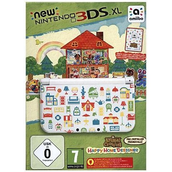 New Nintendo 3DS XL Konsole + Animal Crossing Happy Home Designer, Konsole + Nintendo 3DS-Spiel